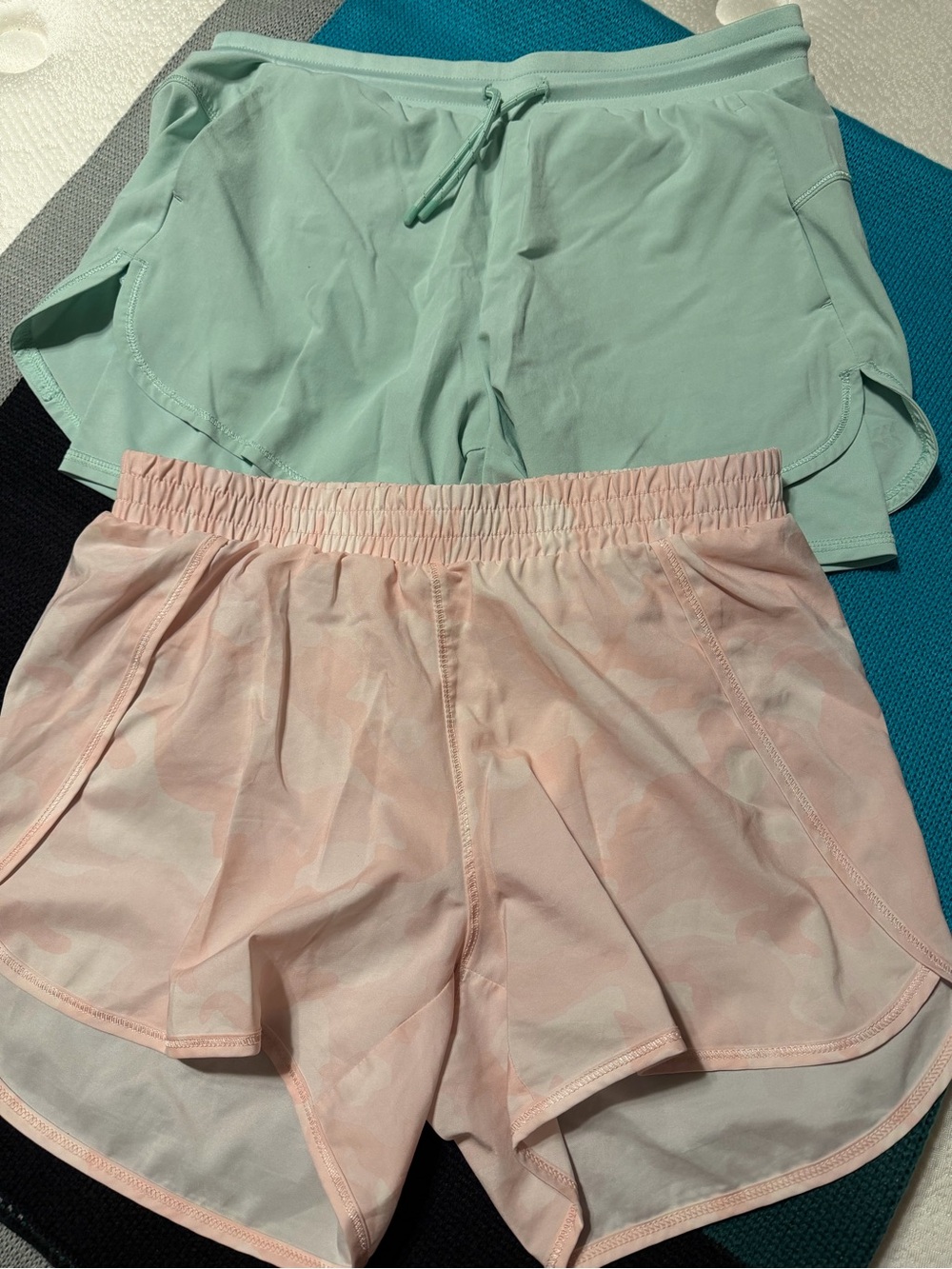 all in motions Girls Lightweight Mint and Blush Pink Athletic Shorts